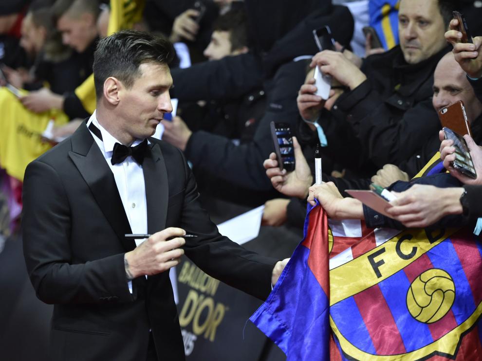 Leo Messi a su llegada a la entrega de premios del Balón de Oro 2015