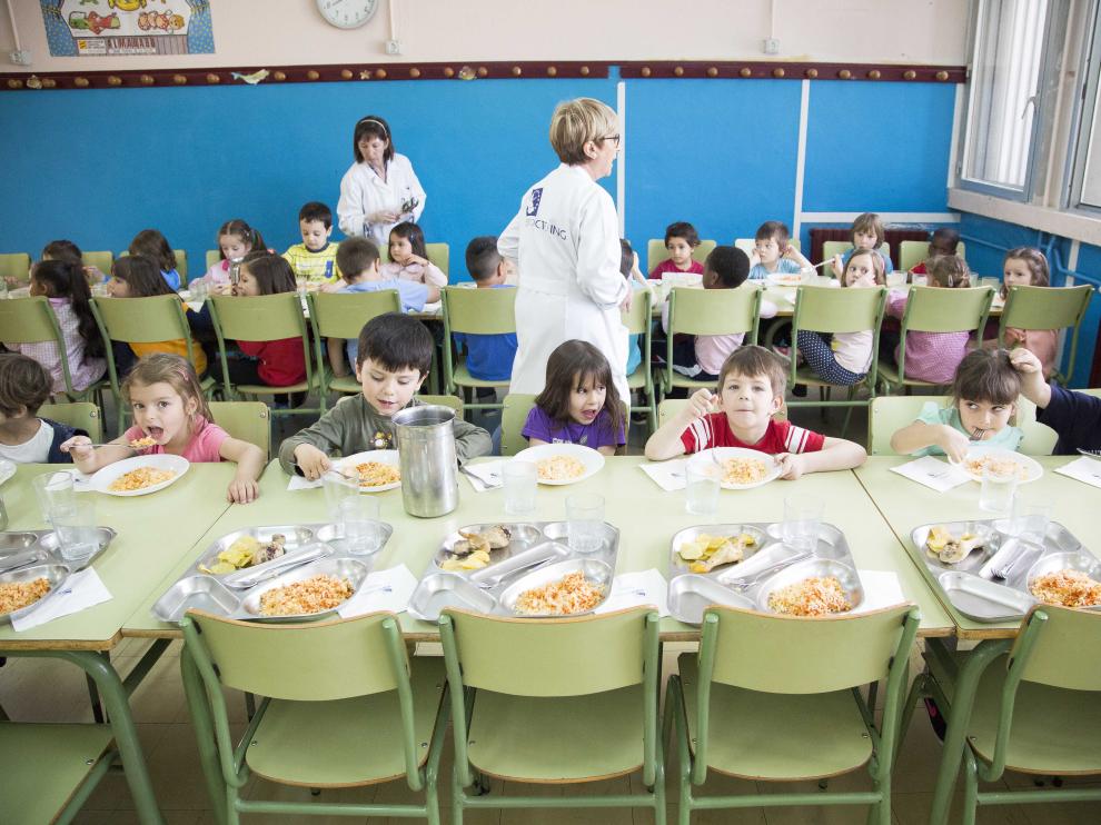 Comedor del colegio Zalfonada, uno de los interesados en la jornada continua.