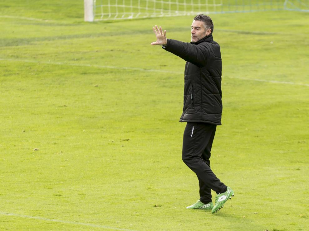 Lluís Carreras, durante un entrenamiento del Real Zaragoza