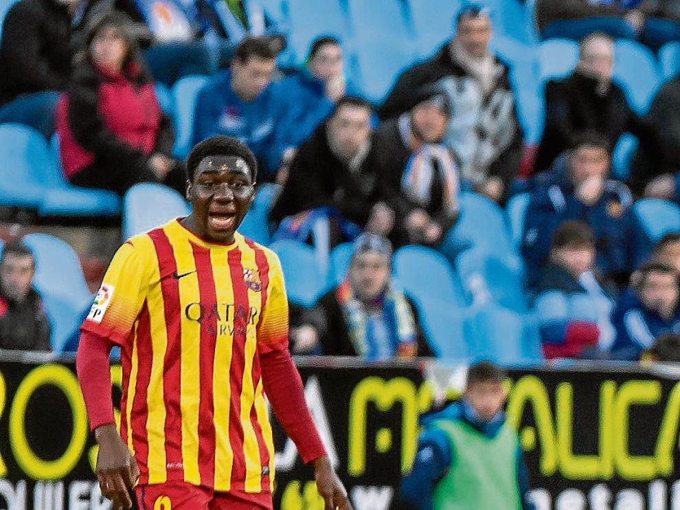 Dongou, con el Barça B en La Romareda hace dos años.