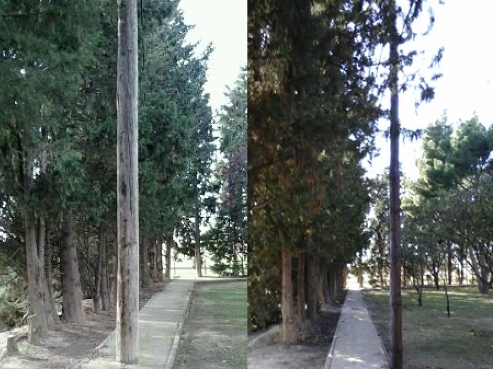 El poste del andador antes y ahora.