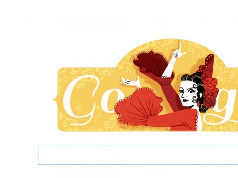 El popular buscador recuerda este jueves la efeméride con el logotipo de una flamenca ataviada con peineta y traje de faralaes rojos.