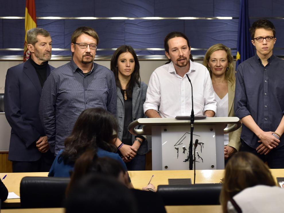 Pablo Iglesias tras su reunión con el Rey en rueda de prensa en el Congreso