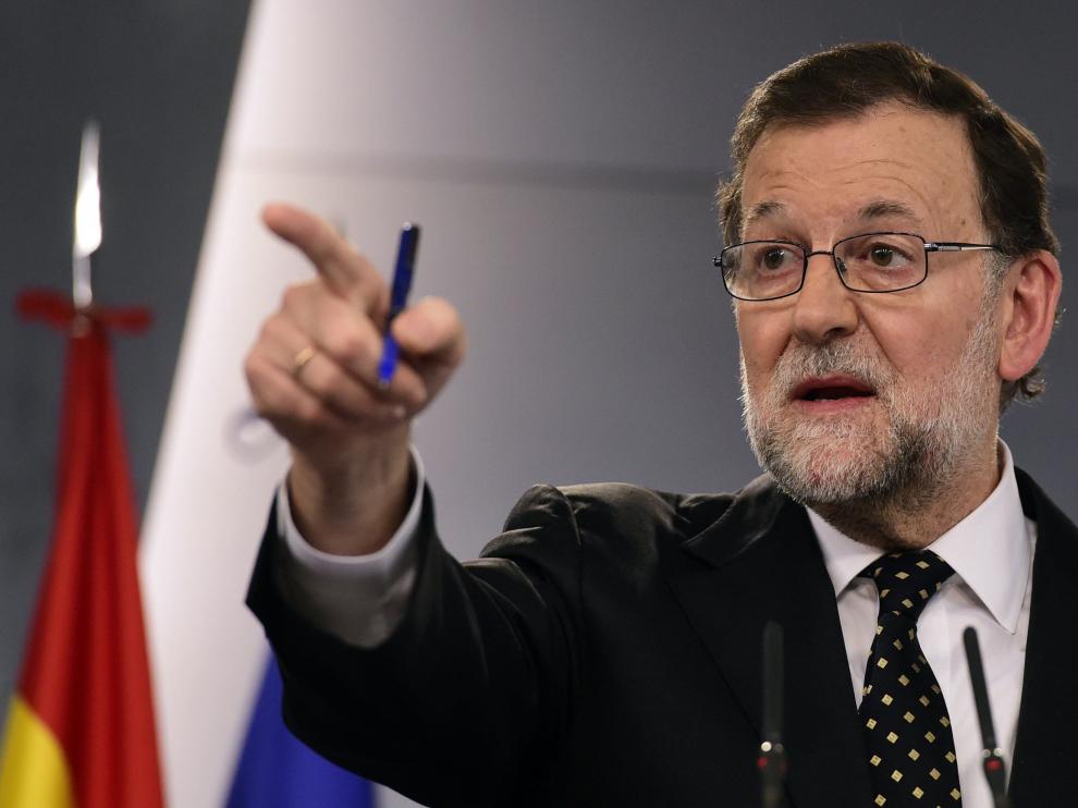 Mariano Rajoy, durante la rueda de prensa que ofreció tras su entrevista con el Rey