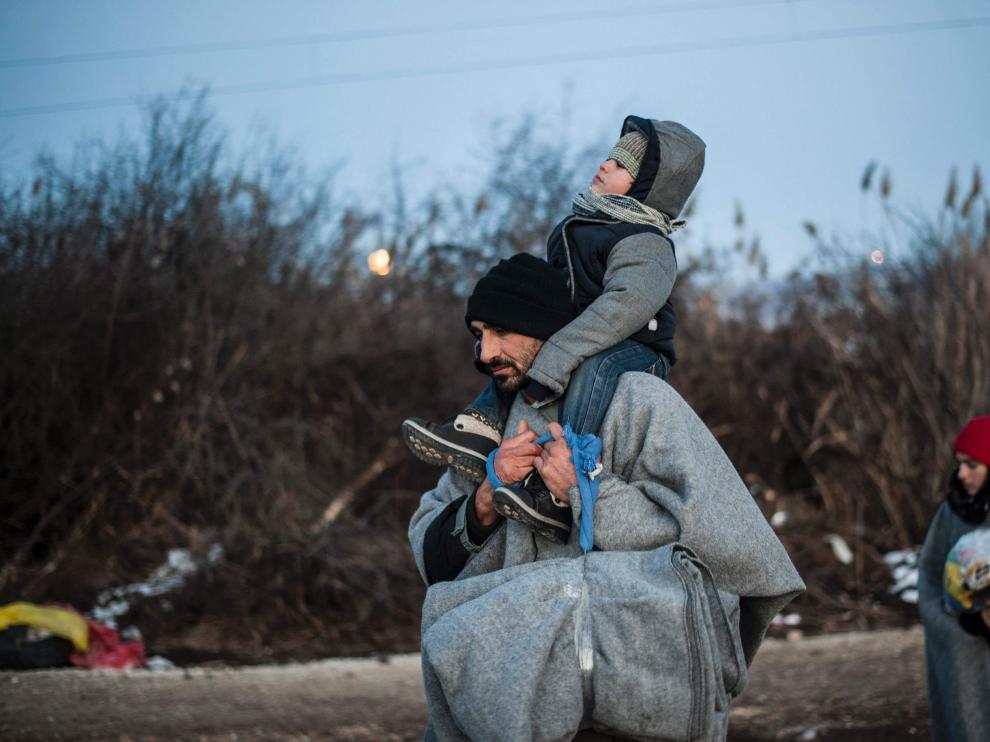 Refugiados en la frontera Serbia