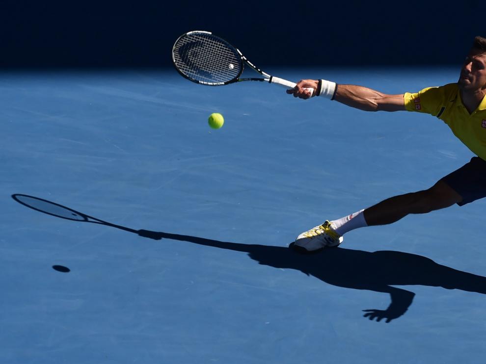 Djokovic durante el partido en el Abierto de Australia.