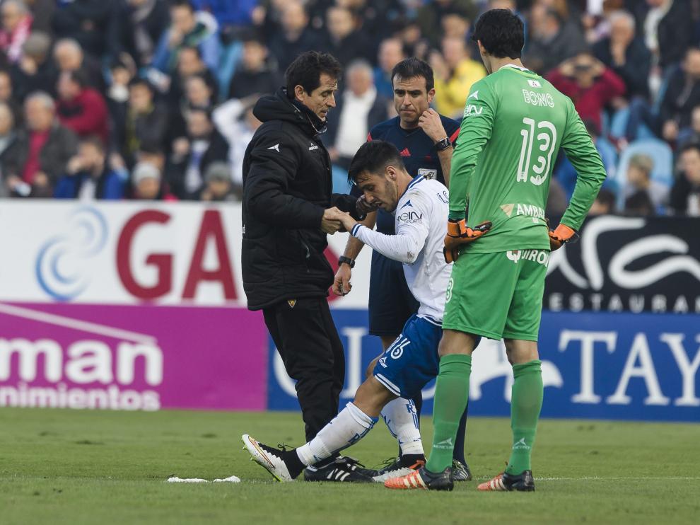 Isaac, tras sufrir la lesión en el partido de este domingo