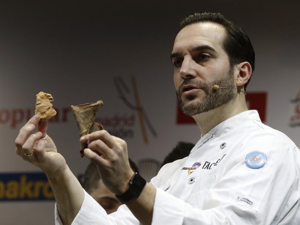 El chef español Mario Sandoval durante su intervención "El valor de la sostenibilidad" en Madrid Fusión.