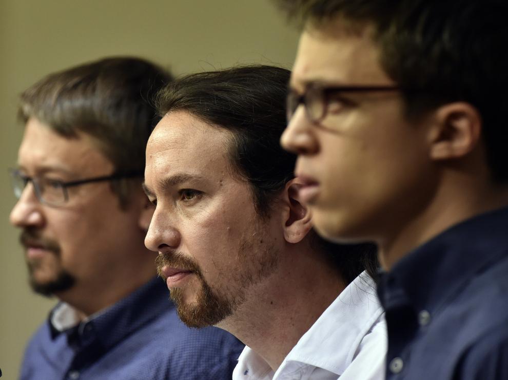 Pablo Iglesias, junto a Domenech y Errejón