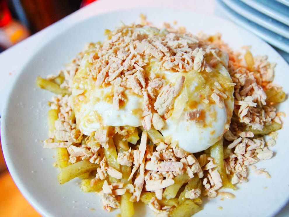 Huevos rotos del Mesón Martín de Zaragoza.