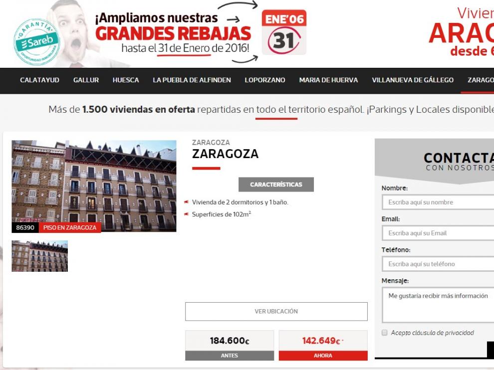 Portal de rebajas de la Sareb en Aragón