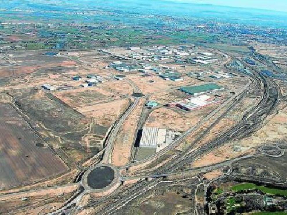 Vista aérea de la plataforma logística, en la que aún hay disponibles más de cien hectáreas.