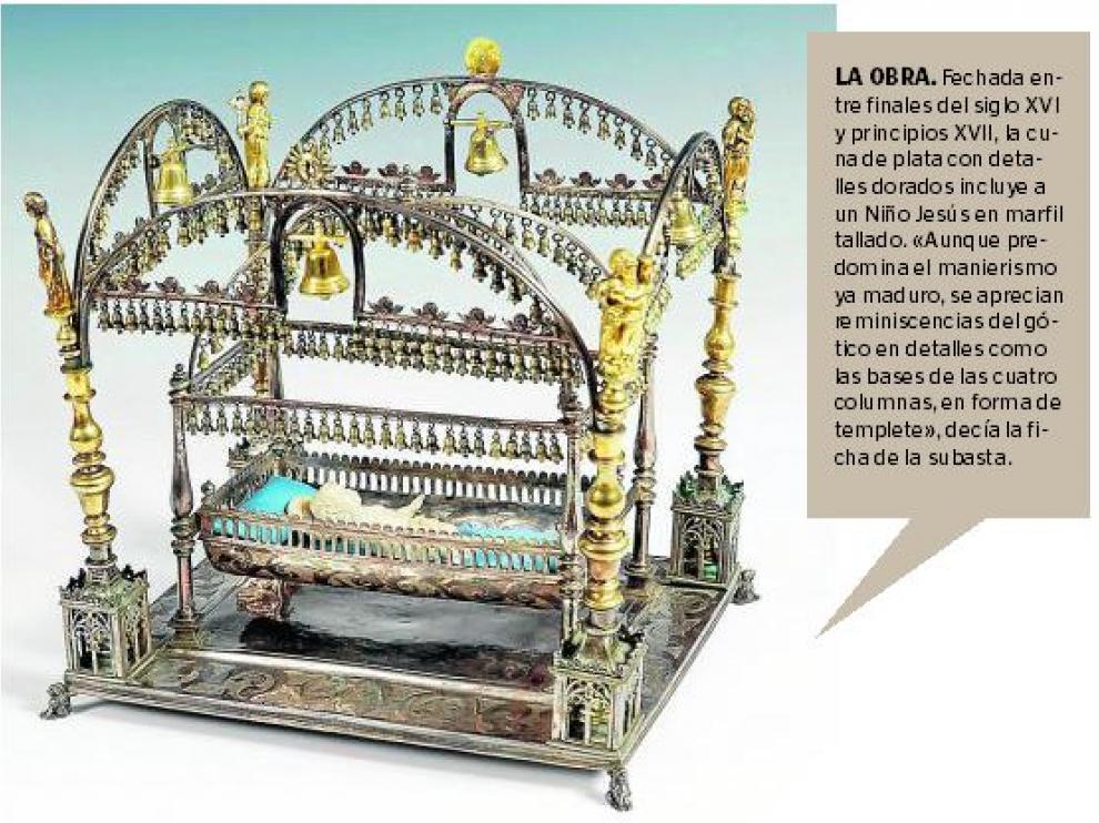 La cuna con el Niño Jesús que pretendía subastar una galería de arte de Barcelona.