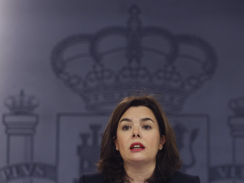 La vicepresidenta del Goberno en funciones, Soraya Sáenz de Santamaría
