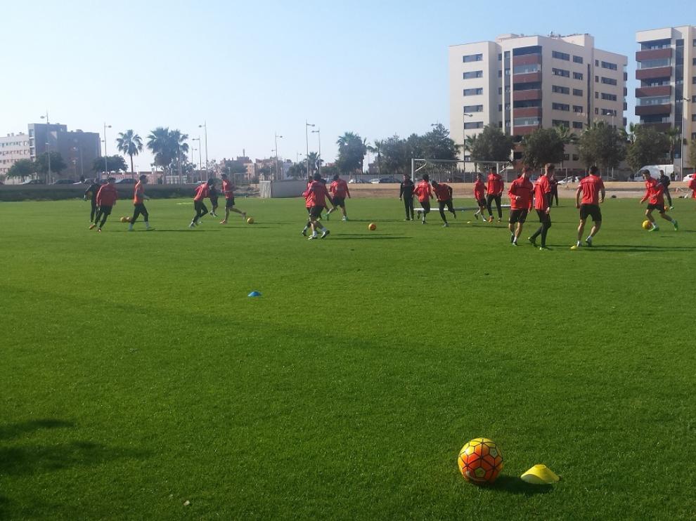 Entrenamiento del Real Zaragoza en Almería.