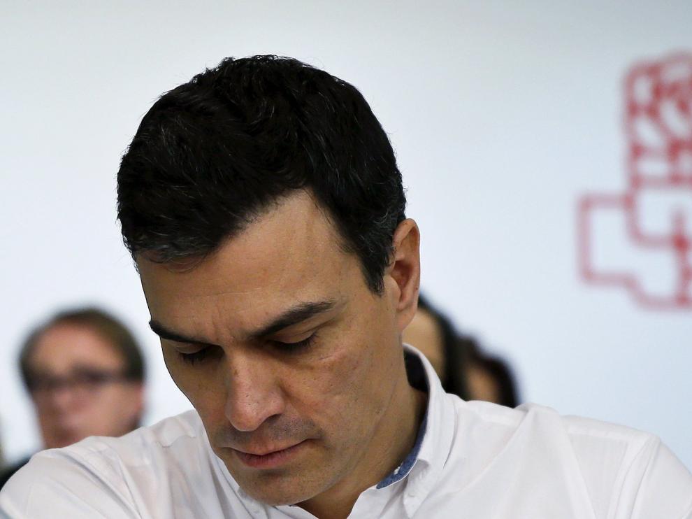 El secretario general del PSOE, Pedro Sánchez, durante la reunión del Comité Federal del PSOE en la sede del partido en la calle Ferraz