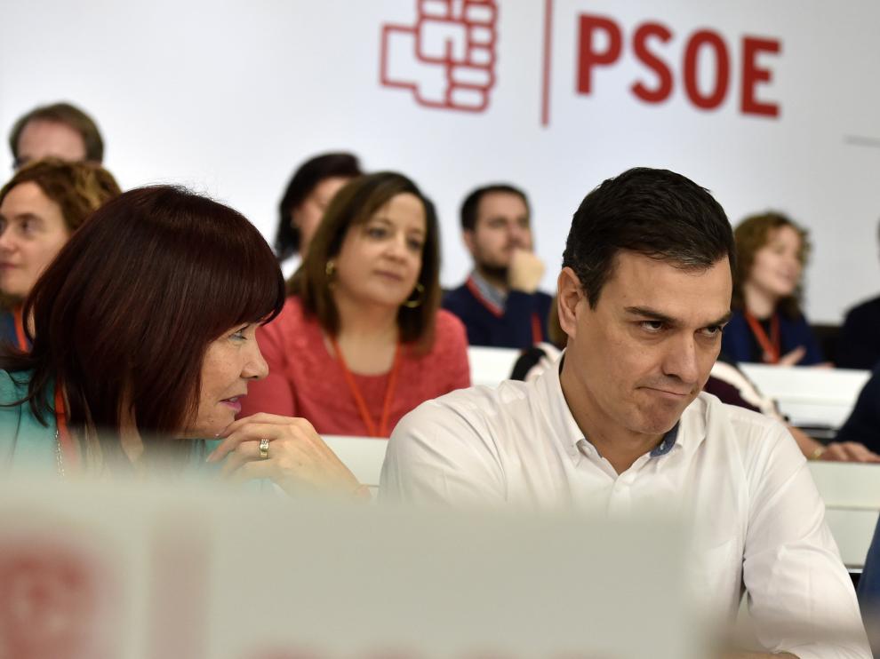 El secretario general del PSOE, Pedro Sánchez, durante la reunión del Comité Federal del PSOE en la sede del partido en la calle Ferraz, en Madrid