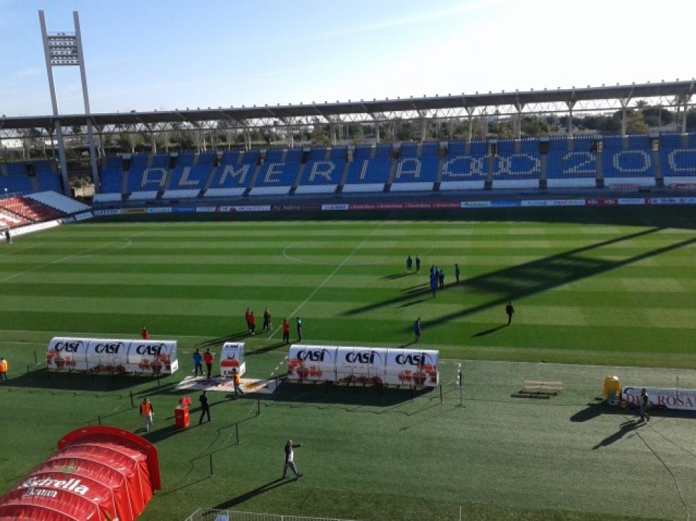 El estadio Juegos del Mediterráneo, poco antes de empezar el partido.