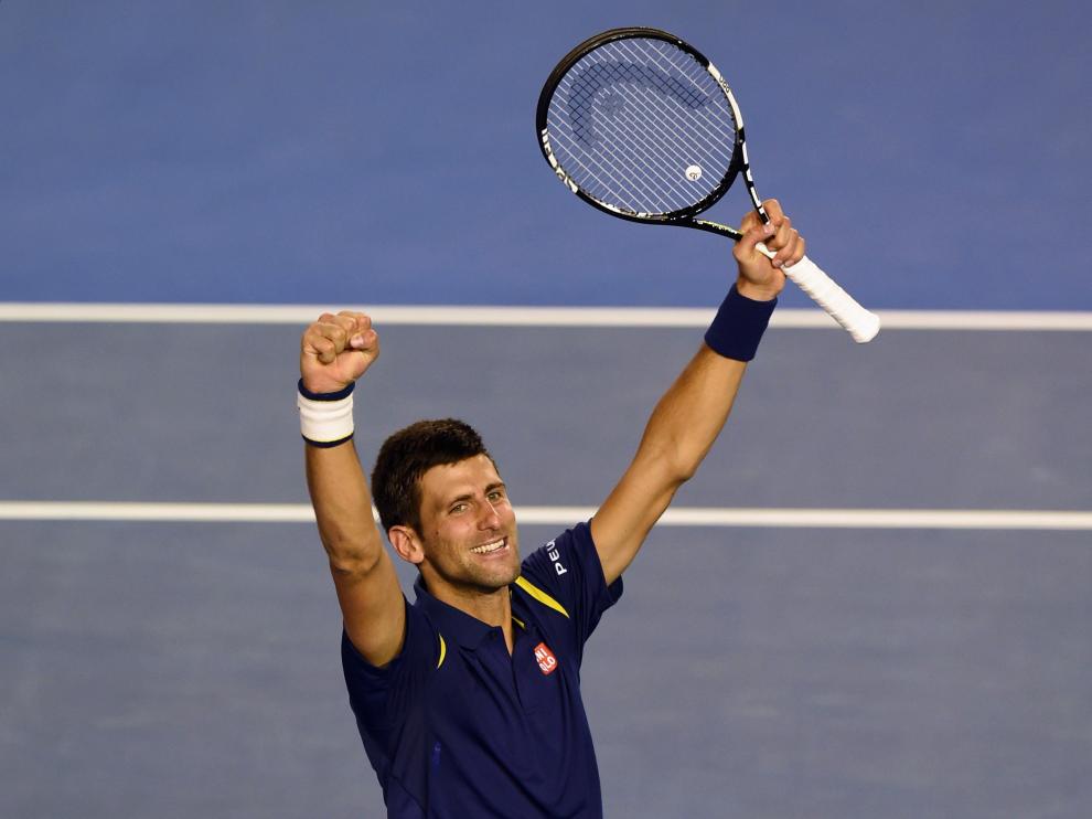 Djokovic celebra su victoria.