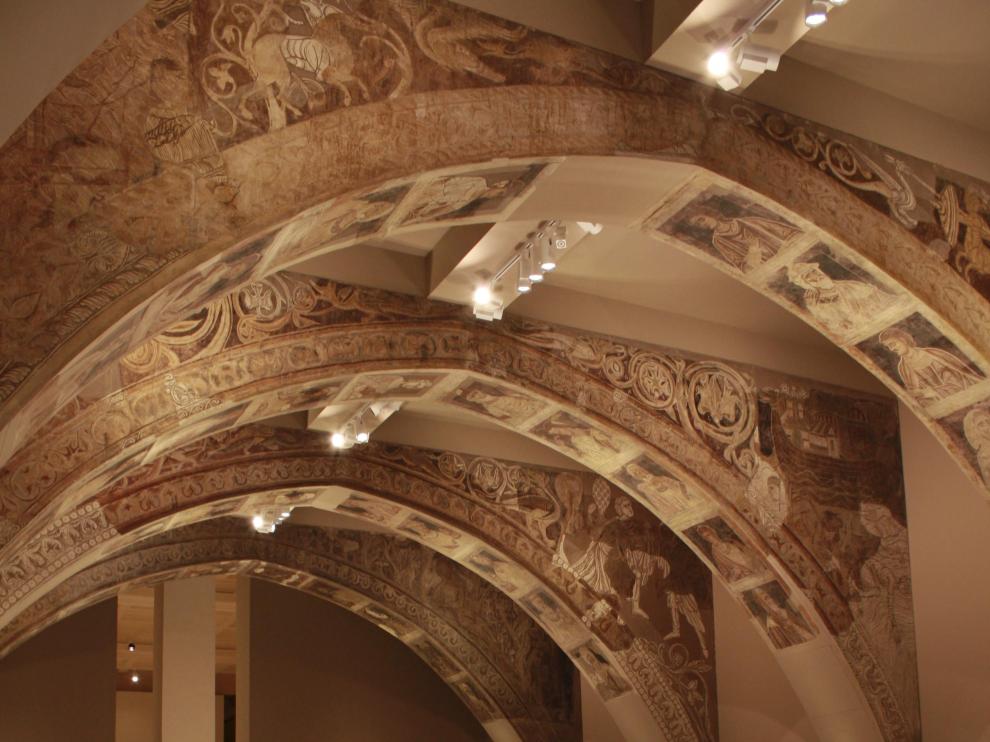 Las pinturas de Sijena, en su actual emplazamiento en el MNAC.