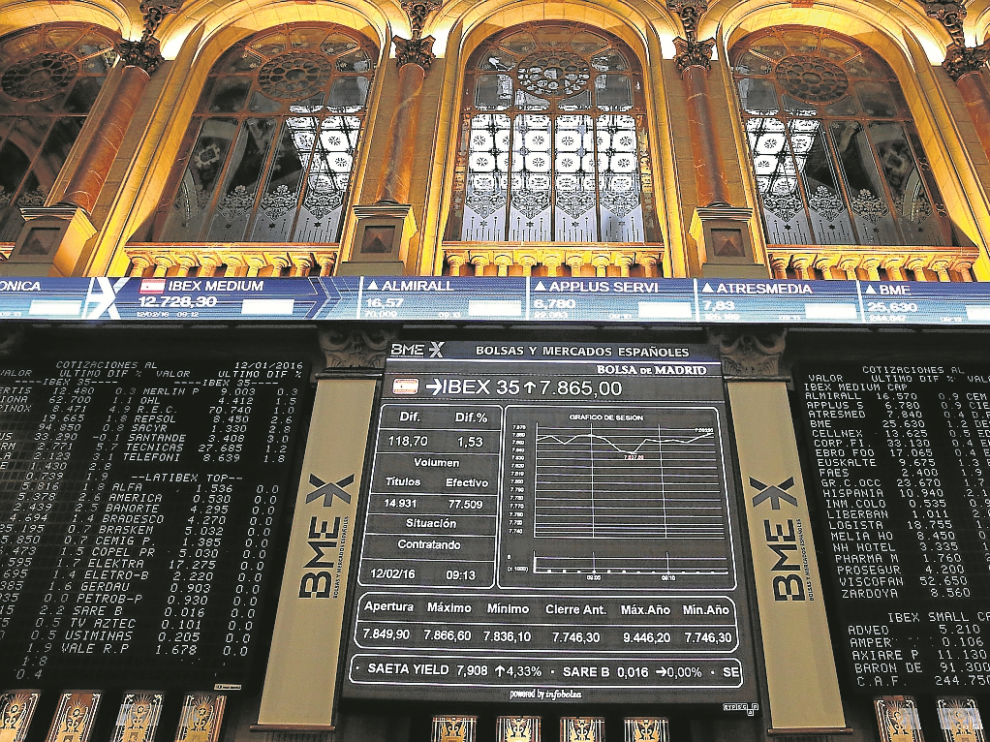 La bolsa española en su apertura del pasado viernes, en que se produjo un repunte del Ibex.