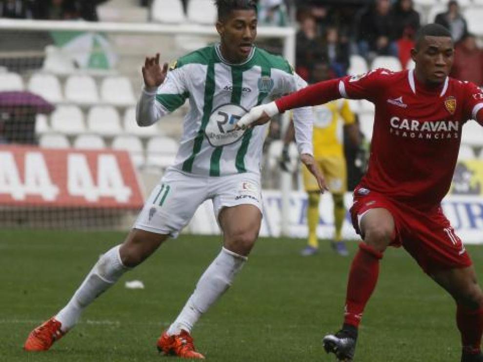Hinestroza, durante el partido ante el Córdoba