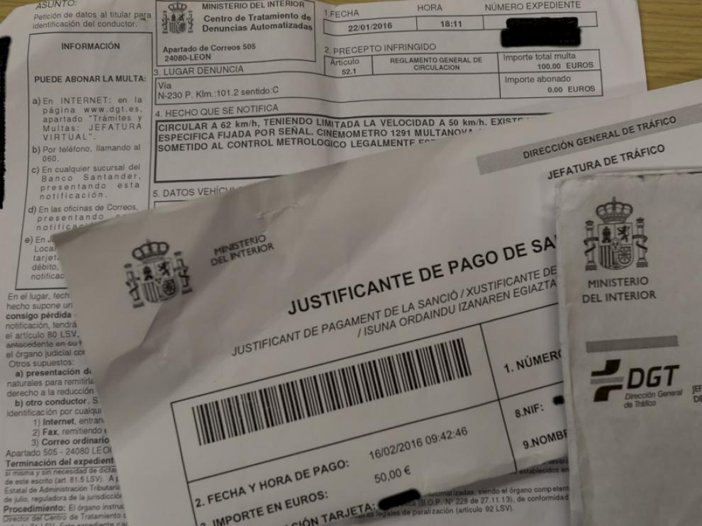 Carta de la multa de Tráfico en la que se indica dónde pagar la sanción.