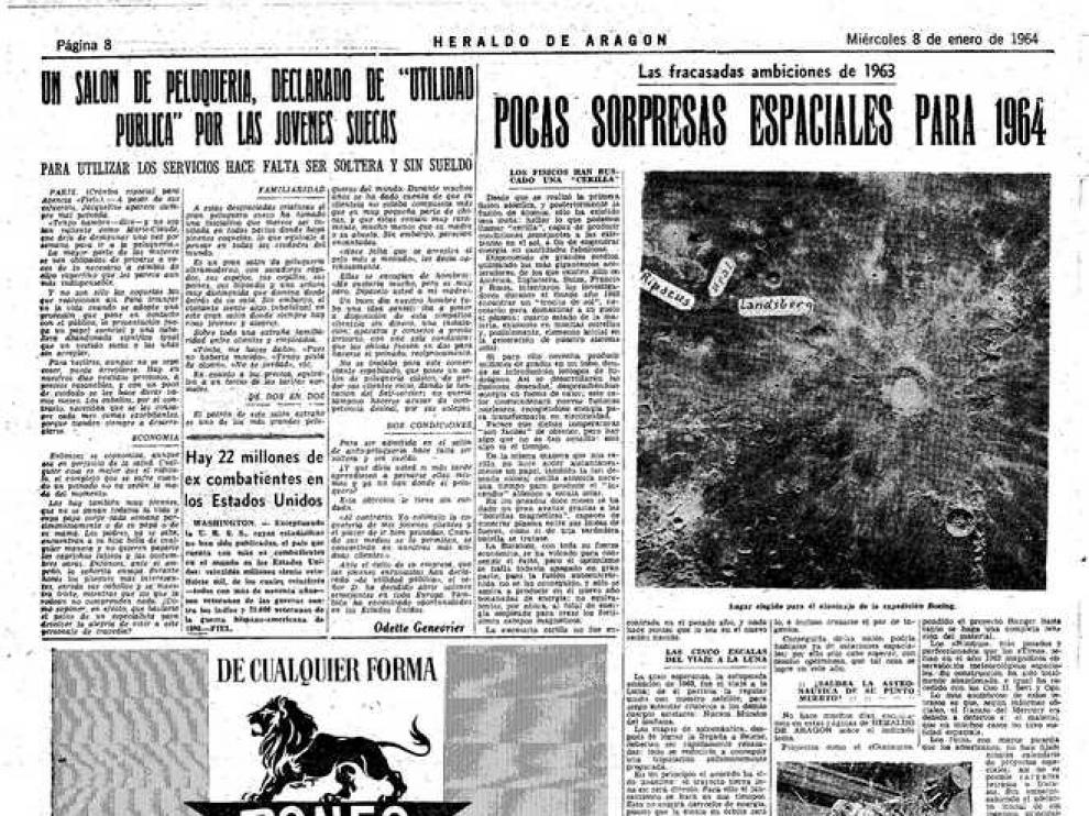 Noticia publicada en Heraldo de Aragón el 8 de enero de 1964.