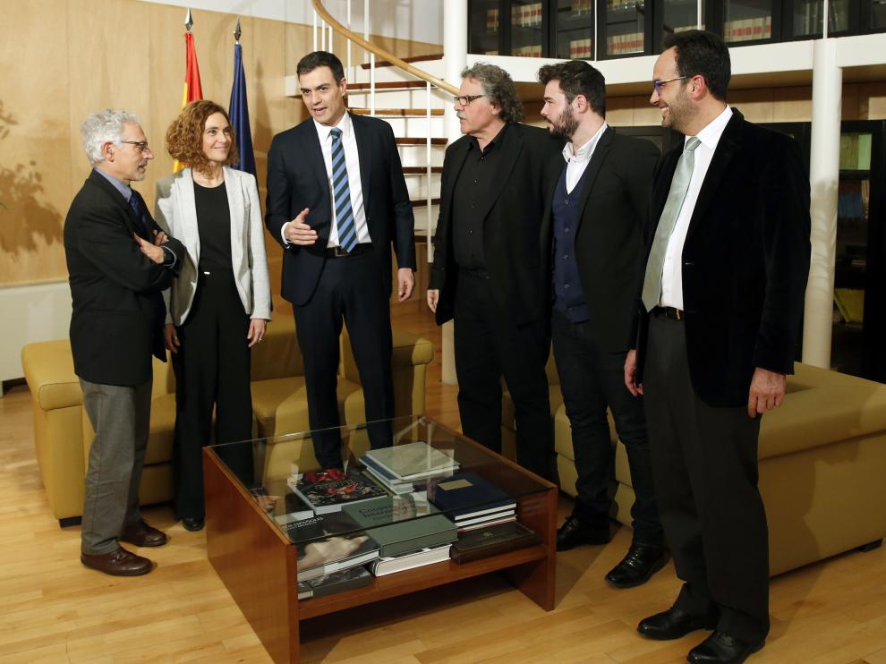 Reunión de Sánchez con los independentistas catalanes