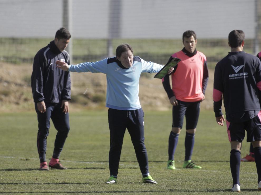 Anquela estuvo especialmente expresivo en la sesión de ayer, buscando motivar a la plantilla.