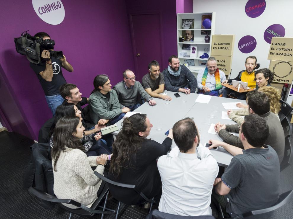 Reunión entre Podemos Aragón, Alto Aragón en Común, En Comú Podem, Podemos Euskadi, Navarra, La Rioja y con Equo.