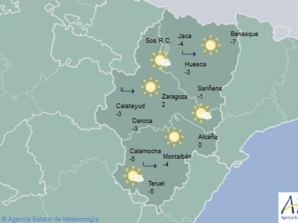 Temperaturas de hasta -7 grados en Aragón