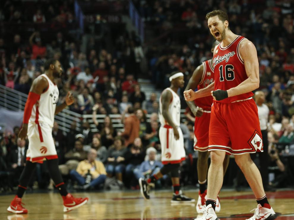 Gasol durante el partido contra los Raptors.