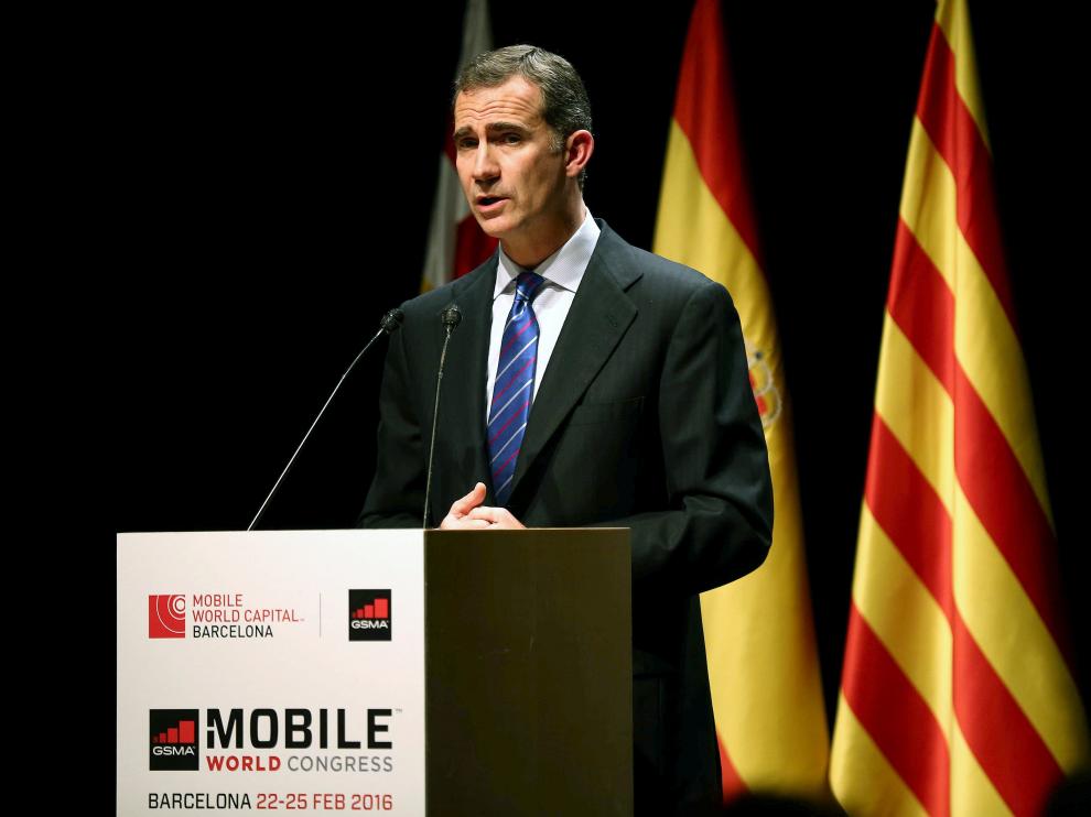 El Rey en el discurso previo a la cena en el Mobile World Congress.