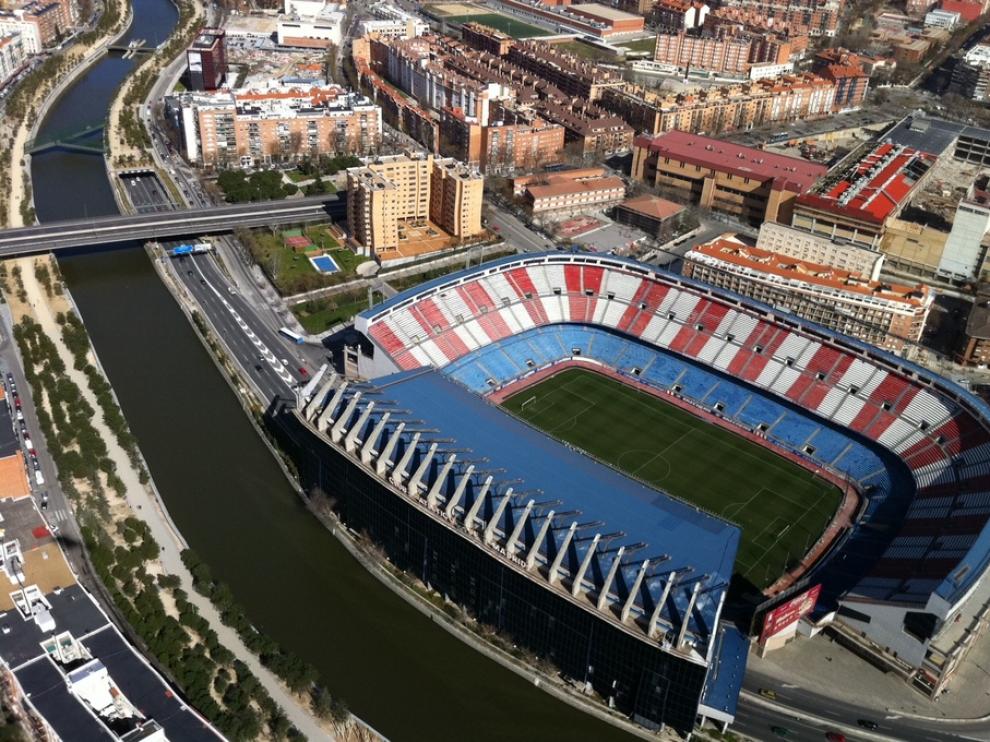 Una imagen aérea del estadio Vicente Calderón, sede de la final de la Copa del Rey.