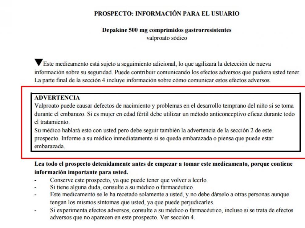 La Asociación Española de Medicamentos y Productos Sanitarios (AEMPS) emitió ya una advertencia sobre el uso de este medicamento prescrito a mujeres embarazadas.