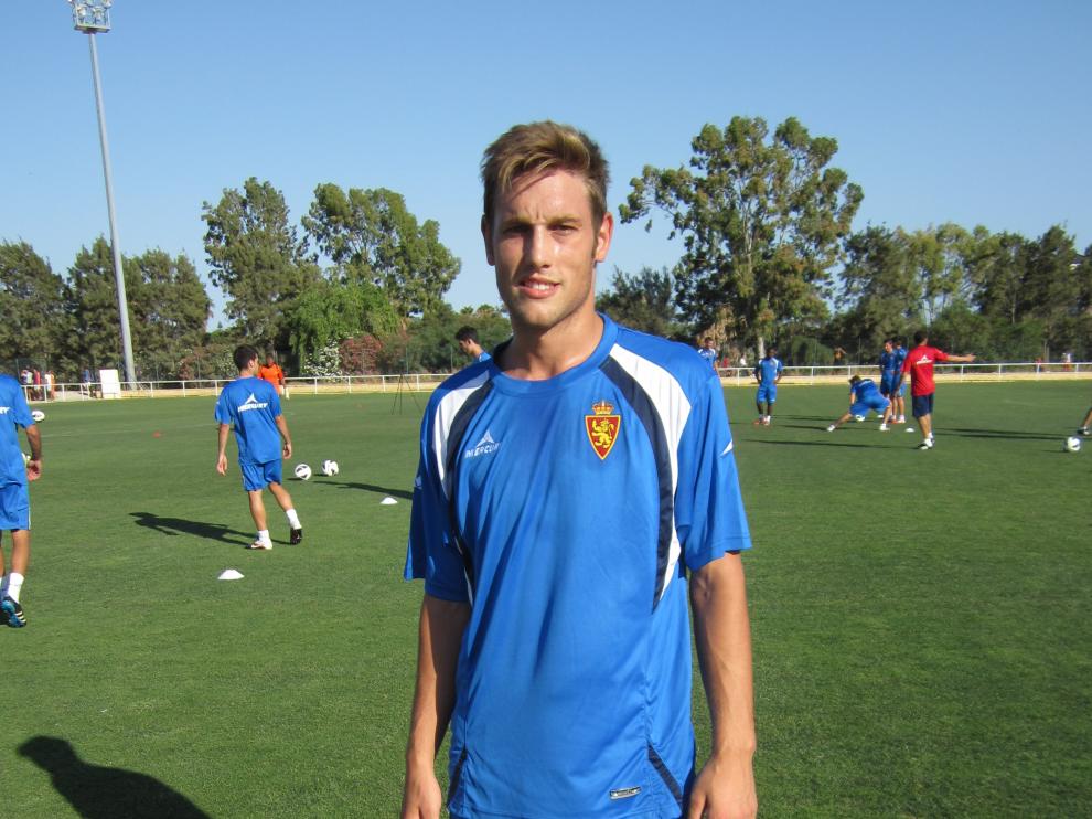Carlos Hernández, en julio de 2012 cuando se incorporó al Real Zaragoza en la concentración estival de Costa Ballena (Cádiz).
