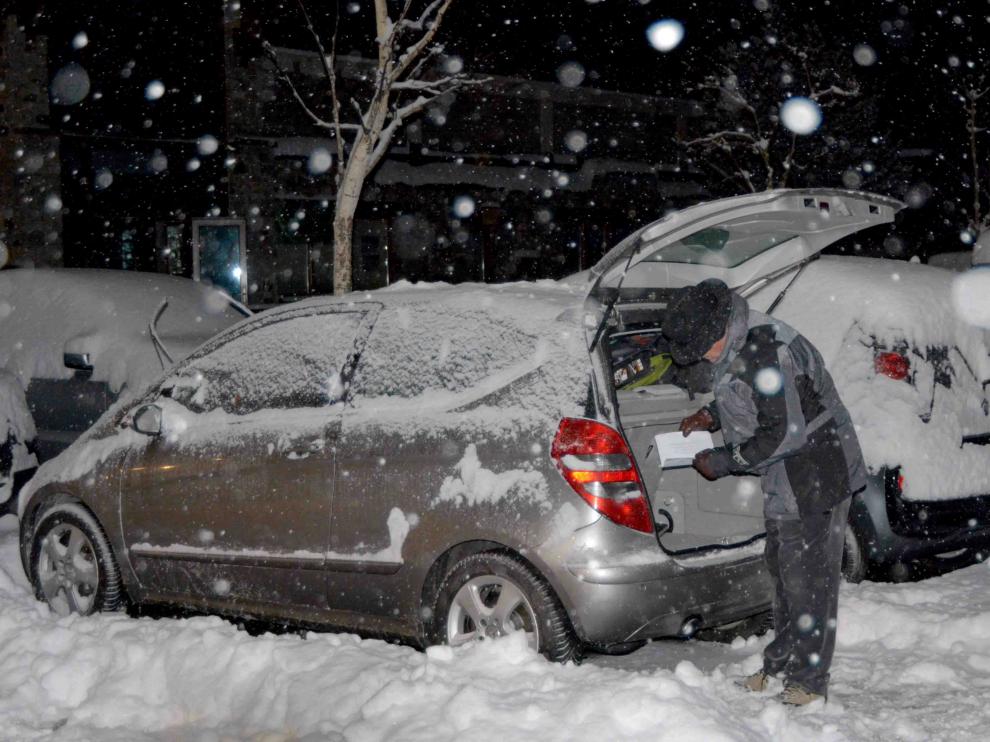 Nevada en los Llanos del Hospital, esta madrugada.