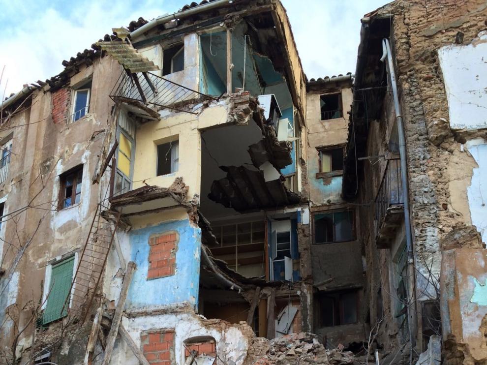 El temporal derriba dos edificios en la provincia de Zaragoza