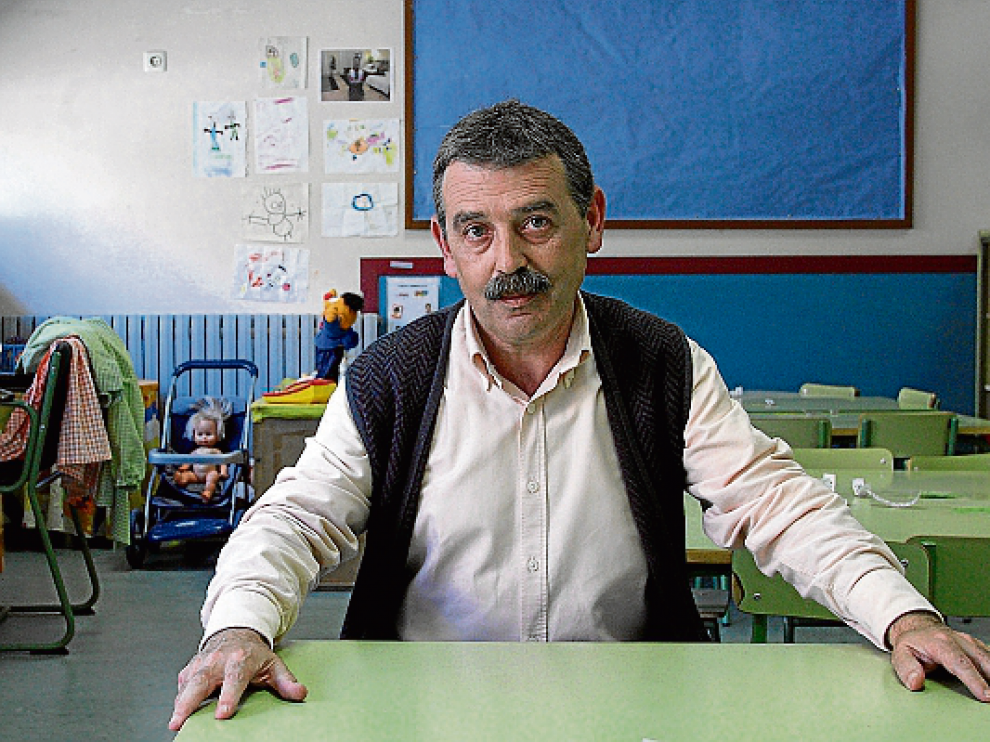Vicente, en un aula del CP Zalfonada