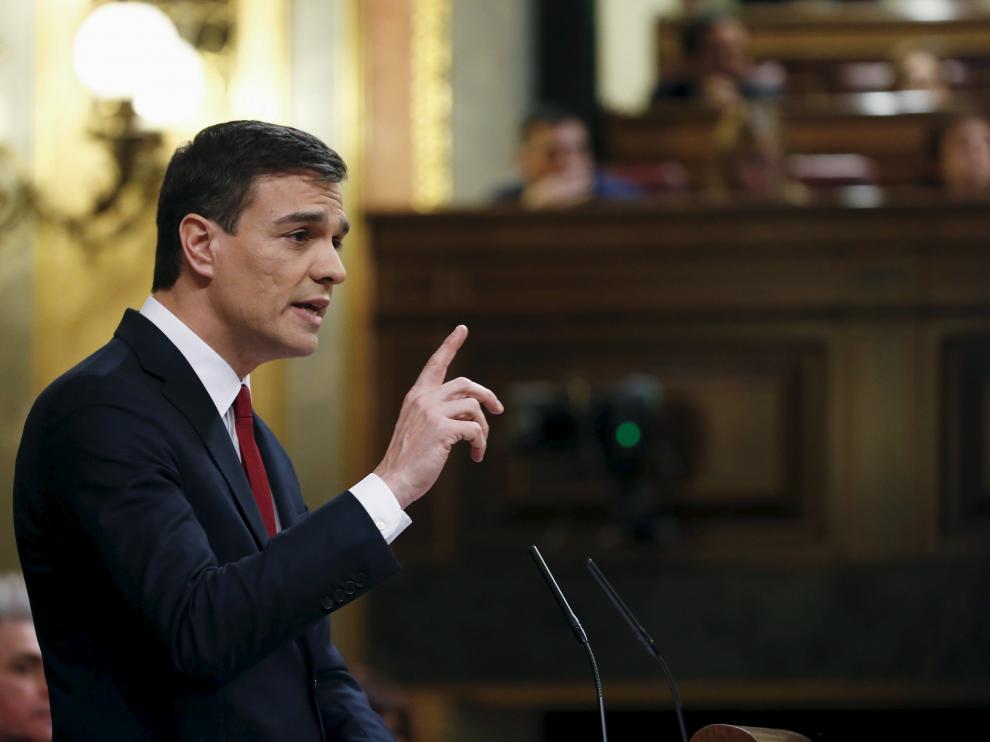 Pedro Sánchez, líder del PSOE, durante el debate de investidura.