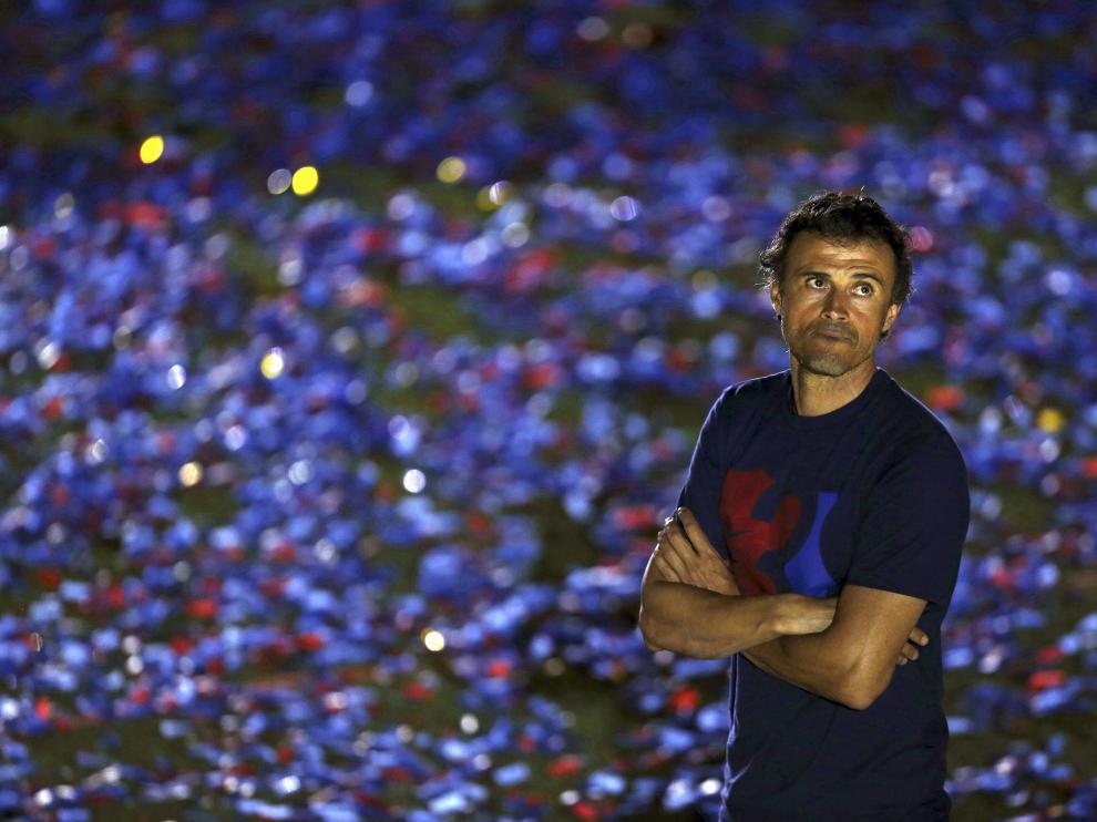 El entrenador del Barça, Luis Enrique, en el Camp Nou.