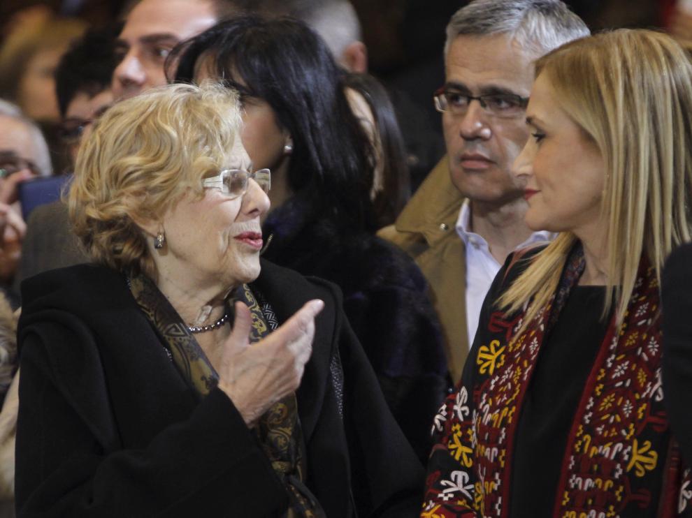 Cifuentes y Carmena este viernes en Madrid.