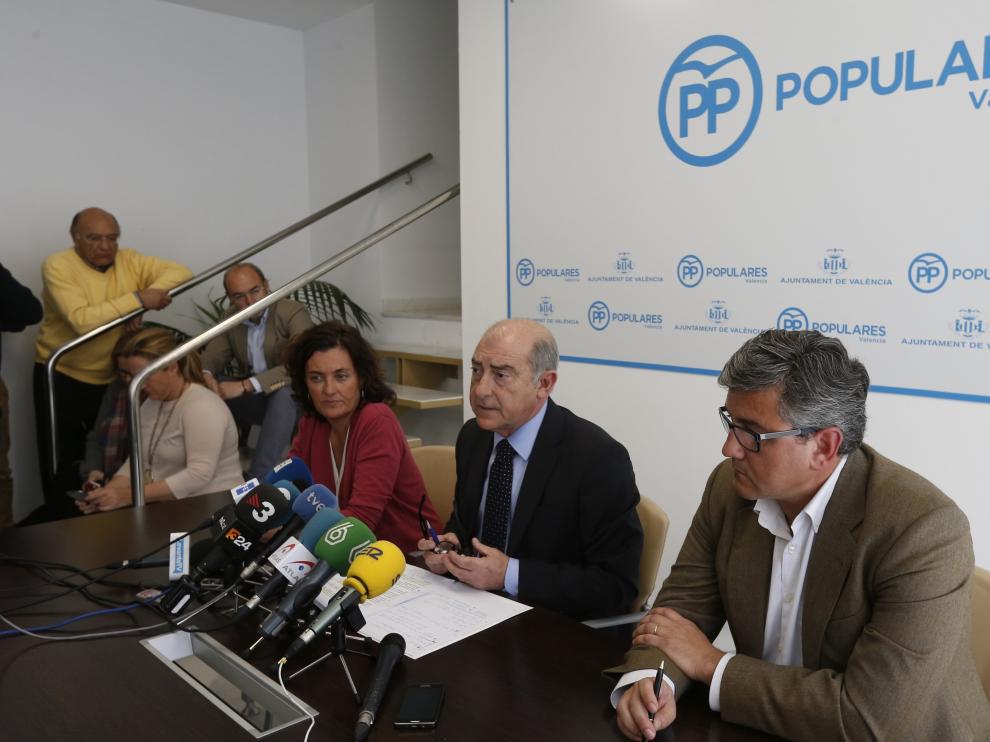 El portavoz municipal del Ayuntamiento de Valencia, Alfonso Novo, investigado junto a sus compañeros de grupo por supuesto blanqueo de capitales, durante unarueda de prensa .