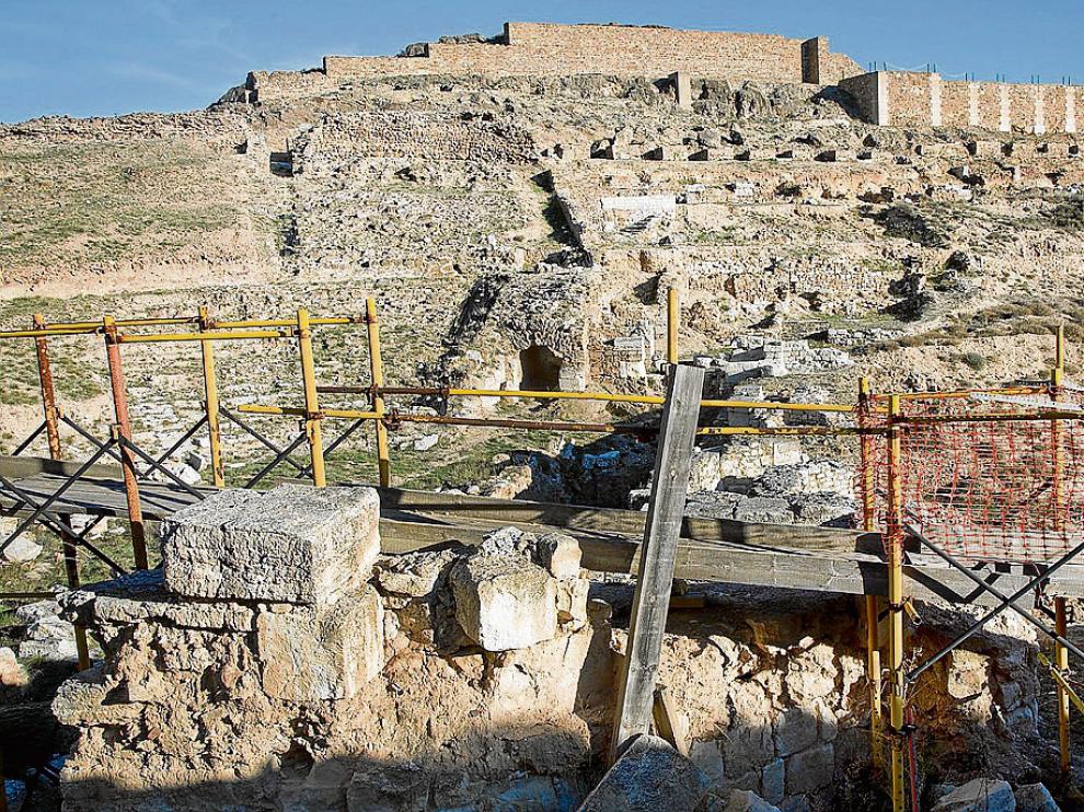 Imagen del teatro romano del yacimiento de Bílbilis tomada el pasado diciembre.