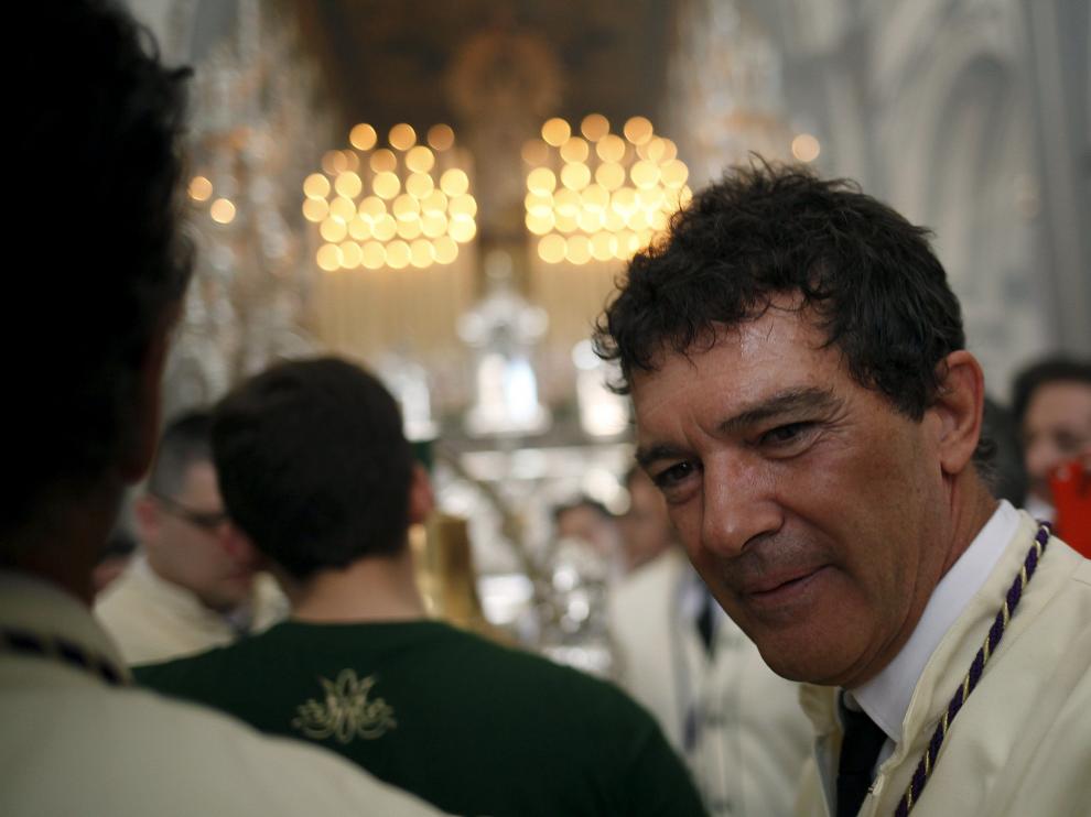 El actor Antonio ?Banderas, en su cita anual con la Virgen de Lágrimas de Málaga