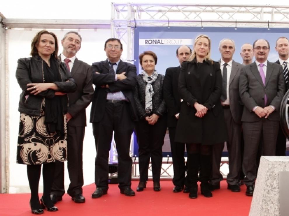 El Presidente de Aragón ha participado en el acto de colocación de la primera piedra de la ampliación de Ronal Ibérica en Platea.