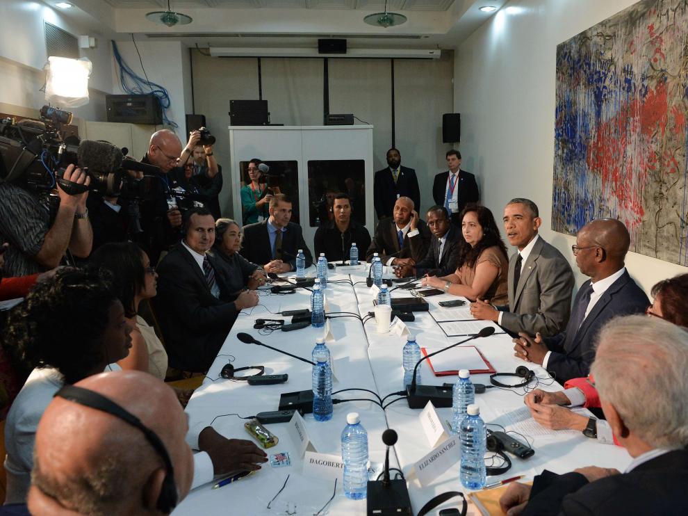 Obama, reunido en La Habana con disidentes cubanos.