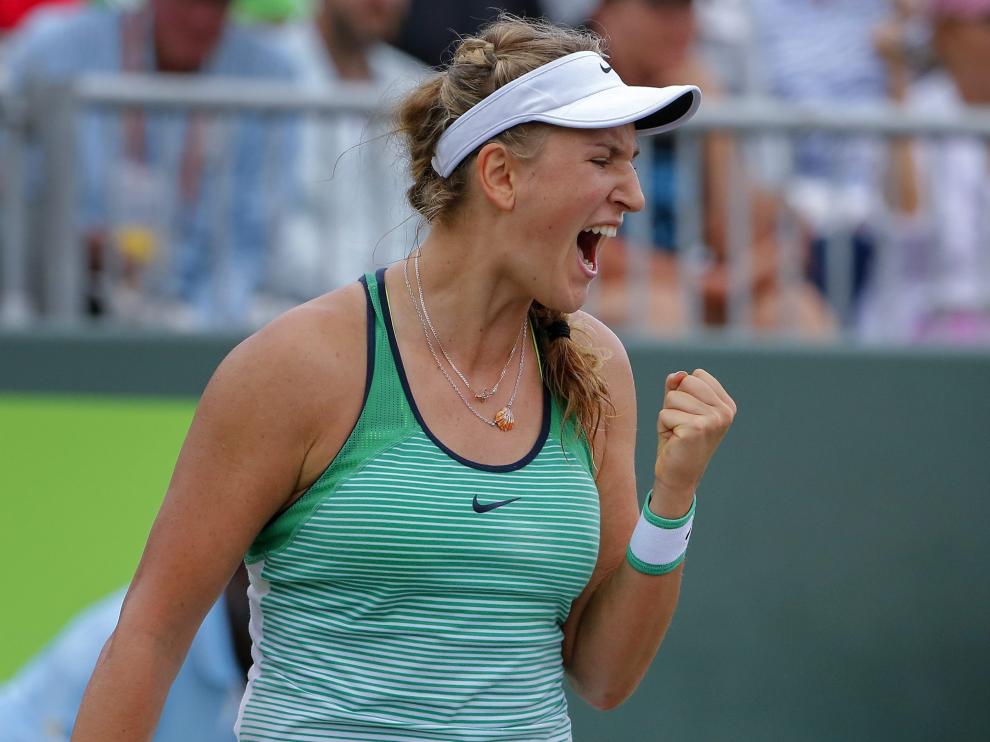 Azarenka reacciona ante su victoria
