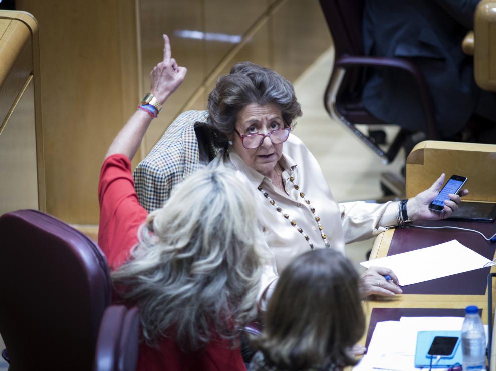 La senadora del PP Rita Barberá durante el pleno de este martes.